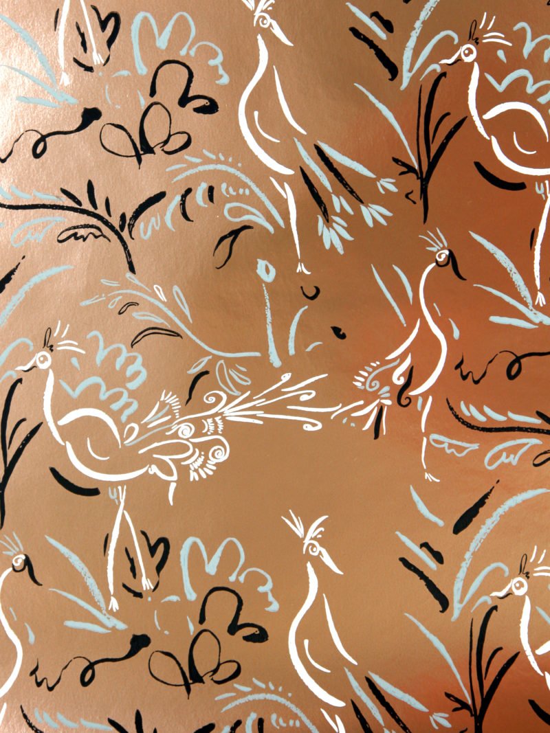 Birds copper blush wallpaper