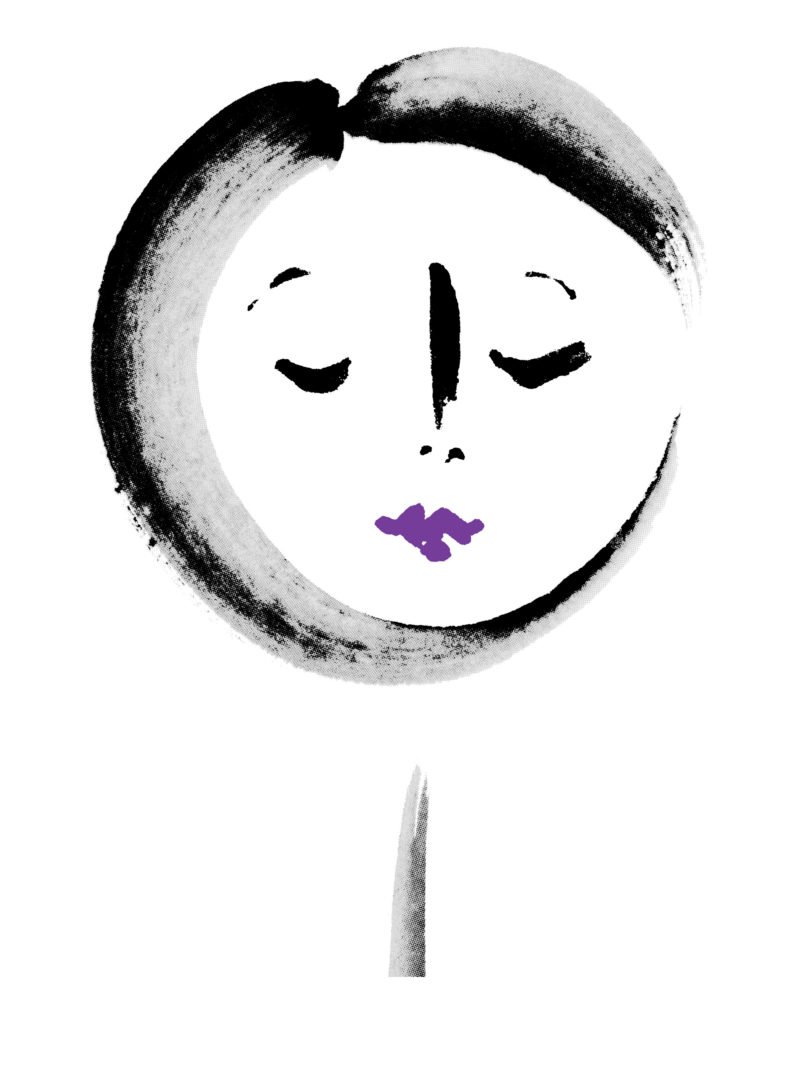 Silene Wallflower in black / grey with purple lips