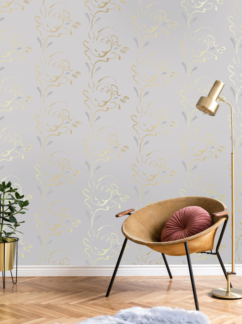 Seraph gold / french grey wallpaper